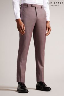 Ted Baker Pink Byront Mid Slim Fit Wool Sharkskin Trousers (187147) | €94