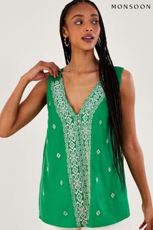 Monsoon Embroidered Wide Strap Vest Top