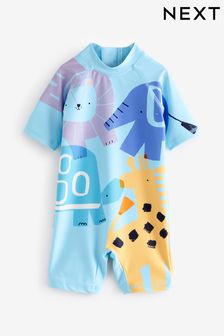 Pale Blue Zoo Animal - Sunsafe All-in-one Swimsuit (3mths-7yrs) (187295) | kr210 - kr290