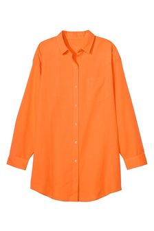 Victoria's Secret Sunset Orange Linen Oversized Linen Shirt Cover Up (187411) | €56
