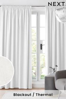White Cotton Pencil Pleat Blackout/Thermal Curtains (187452) | TRY 488 - TRY 1.159