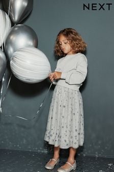 Silver Sequin Pleated Midi Skirt (3-16yrs) (187576) | €20 - €24