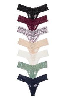 Victoria's Secret Blue/Red/Black/Nude/White/Green Thong Knickers Multipack (187801) | kr454