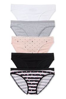 Victoria's Secret White/Grey/Pink/Black Bikini Multipack Knickers (187854) | €31