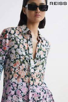 Reiss Multi Serena Floral Print Concealed Button Shirt (187920) | €229