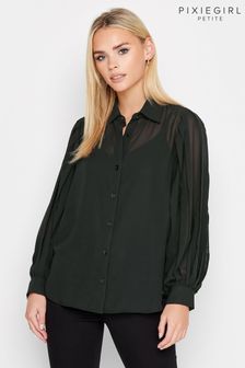 PixieGirl Petite Black Pleated Sleeve Shirt (187937) | KRW61,900