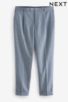 Blue Slim Fit Textured Suit Trousers (188003) | $62