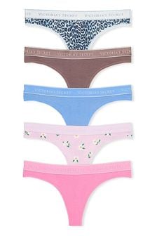Леопардовый/синий/пурпурный/розовый - Набор трусов с логотипом Victoria's Secret (188123) | €37