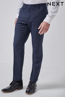 Navy Blue Slim Fit Check Suit: Trousers (188229) | KRW67,200