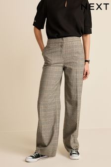 Grey Smart Check Wide Leg Trousers (188240) | AED93
