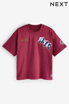 Berry Red Short Sleeve Varsity T-Shirt (3-16yrs) (188322) | €11 - €16