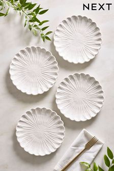 White Set of 4 Flower Side Plates (188754) | BGN 68