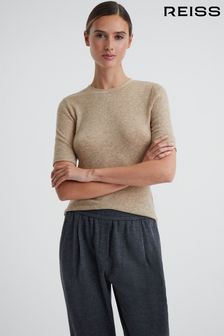 Reiss Neutral Alina Casual Wool Marl T-Shirt (189037) | OMR51