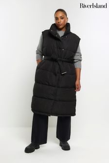 River Island Plus Belted Long Line Padded Gilet (189068) | 418 LEI
