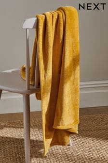 Ochre Yellow Teddy Plush Fleece Throw (189099) | ₪ 39 - ₪ 105