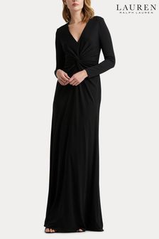 Lauren Ralph Lauren Black Twist Front Stretch Jersey Gown (189519) | DKK1.407