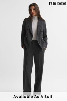 Reiss Grey Melange Iria Double Breasted Wool Blend Suit Blazer (189656) | OMR201