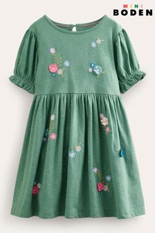 Boden Green Embroidered Flower Jersey Dress (189919) | TRY 669 - TRY 761