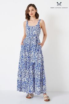 Niebieska sukienka letnia Crew clothing Company z motywem kwiatowym (190182) | 250 zł