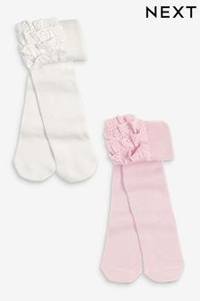 Różowy/kremowy - Zestaw 2 par niemowlęcych rajstop (0m-cy-2lata) (190314) | 65 zł