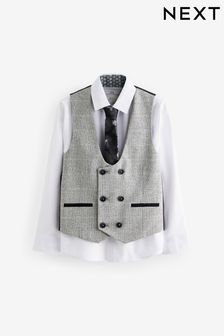 Grey /Ecru Check Waistcoat Set (12mths-16yrs) (190644) | KRW68,300 - KRW87,500