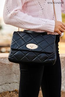 Sosandar Black Faux Leather Quilted Clasp Detail Cross Body Bag (190707) | €60