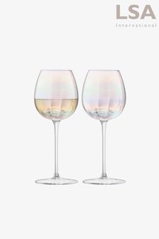 LSA International Mother of Pearl White Wine Glasses rim. (190817) | $118