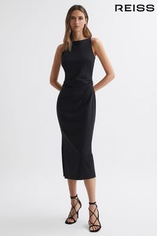 Reiss Black Scarlett Bodycon Boat Neck Midi Dress (190904) | €540