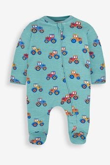 Petrol/Traktor - Jojo Maman Bébé Bedruckter Baby-Schlafanzug aus Baumwolle mit Reißverschluss (190930) | 32 €