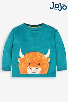 Grün mit Highland Cow - Jojo Maman Bébé Boys' Appliqué Sweatshirt (191197) | 38 €