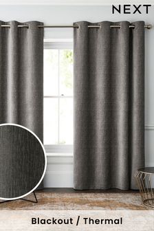 French Grey Next Heavyweight Chenille Eyelet Blackout/Thermal Curtains (191404) | €92 - €218