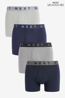 Signature Blue/Grey Modal 4 pack Signature A-Front Boxers (191425) | $39