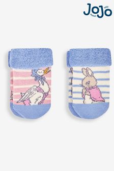 JoJo Maman Bébé Pink 2-Pack Peter Rabbit Baby Socks (191580) | 32 QAR