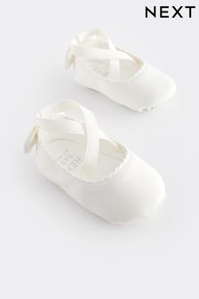 أبيض - حذاء باليرينا للبيبي (0-24 شهرًا) (191743) | 5 ر.ع
