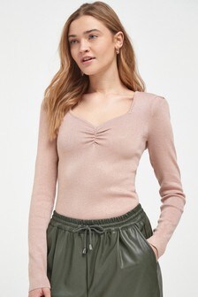 Pull métallisé froncé