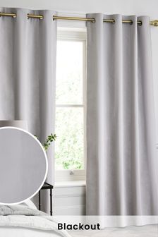 Grey Cotton Waffle 300 Thread Count Blackout/Thermal Eyelet Curtains (192154) | €31 - €51