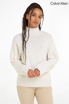 Calvin Klein pulover iz reciklirane volne z navideznim ovratnikom (192288) | €131