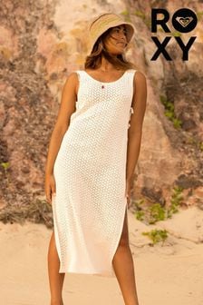 Roxy Cream Midi Beach Dress with Slits