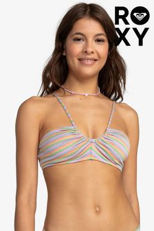 Roxy Purple Multi Wavy Stripe Bikini Top