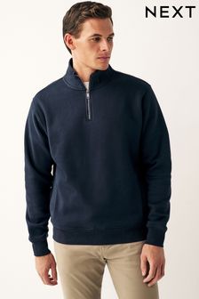 Navy Zip Neck Jersey Cotton Rich Sweatshirt (192363) | SGD 53