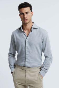 Reiss Grey Melange Croydon Italian Cotton Cashmere Shirt (192803) | 1,515 SAR