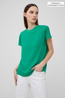 French Connection Green Crepe Light Crew Neck Top (192810) | $60