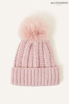 Accessorize Pink Luxe Pom Bobble hat (193456) | kr400