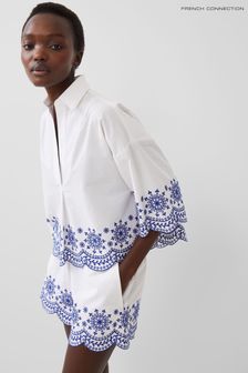 French Connection Alissa Cotton Embroid Popover Shirt