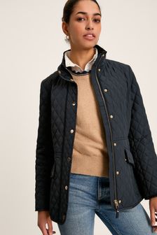 Joules Allendale Navy Showerproof Diamond Quilted Coat (193930) | SGD 201 - SGD 211
