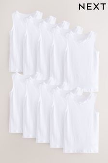 White Lace Trim Vest 10 Pack (1.5-16yrs) (194162) | AED97 - AED135