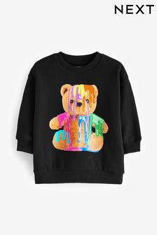 Black Drippy Bear Character Crew Neck Sweatshirt (3mths-7yrs) (194280) | €9 - €11