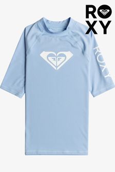 Hellblau - Roxy Mädchen Kurzärmeliges Sonnenschutz-Shirt mit Herzlogo (194678) | 34 €