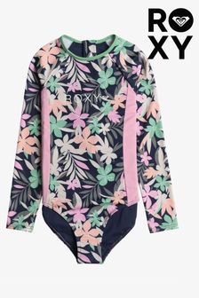 Roxy Navy Palm Print Long Sleeve Swimsuit