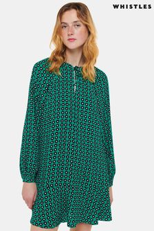 Whistles Green Floral Dot Flippy Dress (195140) | €87